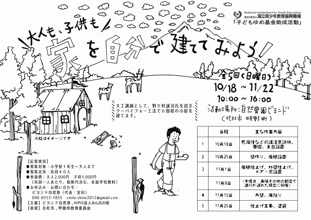 小屋作りワークショップ ビヨンド自然塾 Npo法人みんなの街